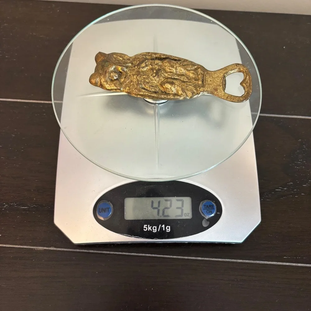 Vintage Brass Owl Bottle Opener | Bar Tool | Antiqued Gold Finish | 4.25